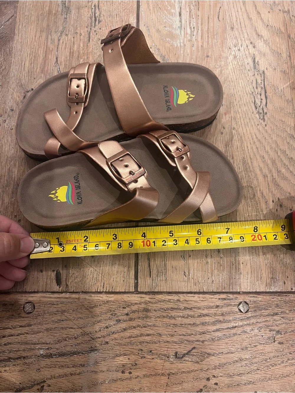 Aloha Island Children’s Strappy Buckle Sandals Rose Gold Adjustable US 4/5
